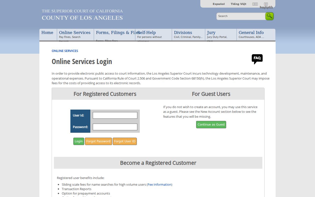 Palmdale people search using LA Court Online Services