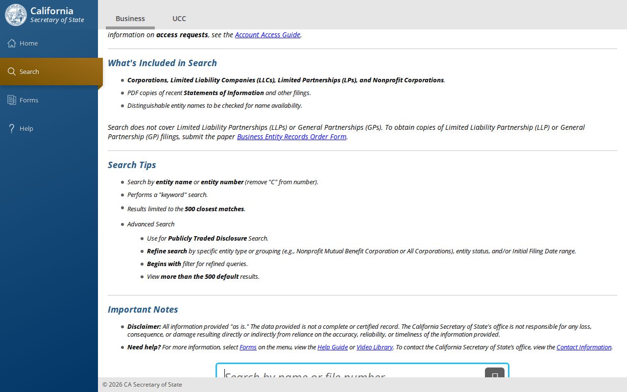 Palmdale people search with California bizfile business records